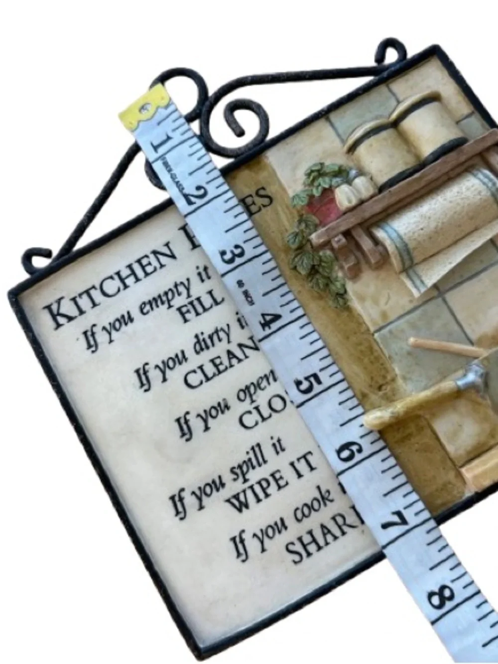 Vintage Style Kitchen Rules Decorative Plaque Wall Sign - Beige & Black